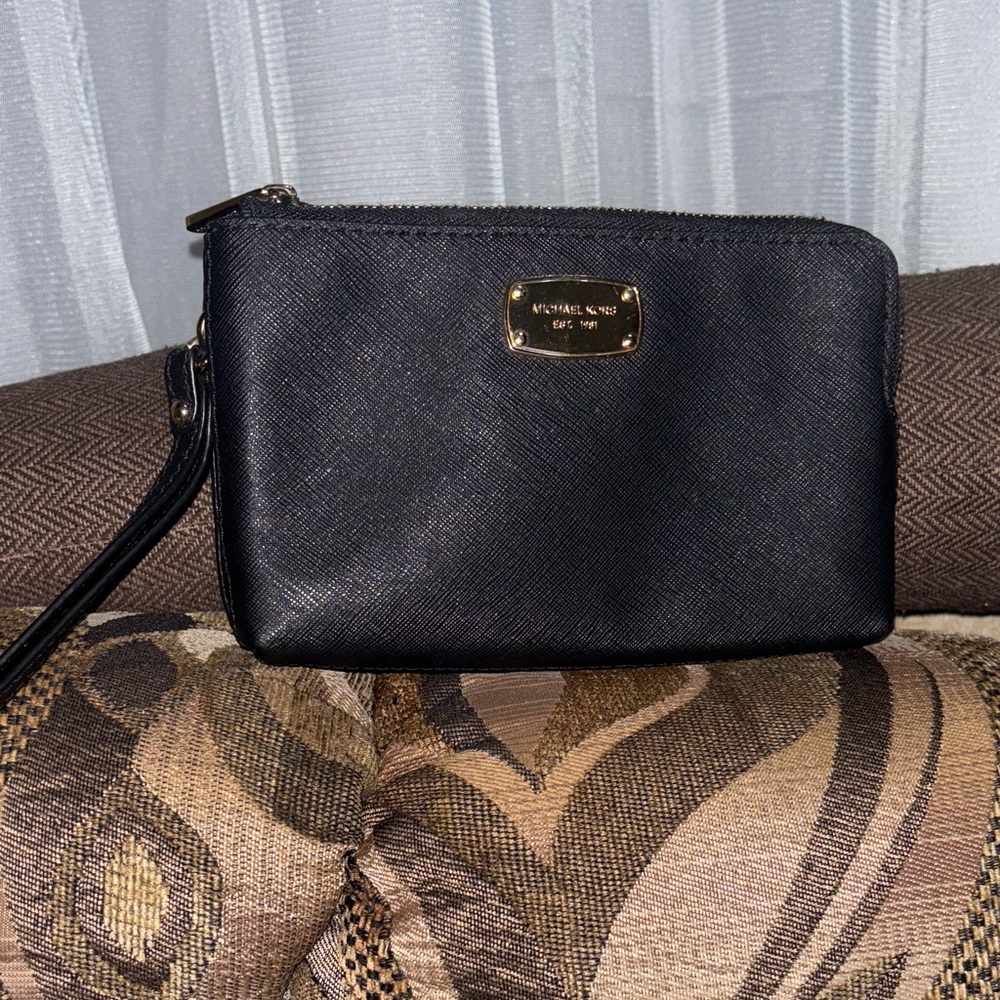 Michael Kors Black Wristlet with Gold Accents